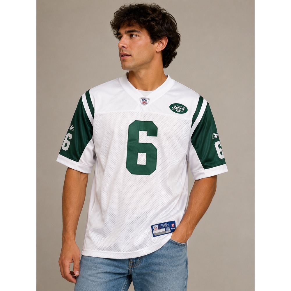 Reebok NFL New York Jets Mark Sanchez 6 Jersey White Green Mens 54 XL
